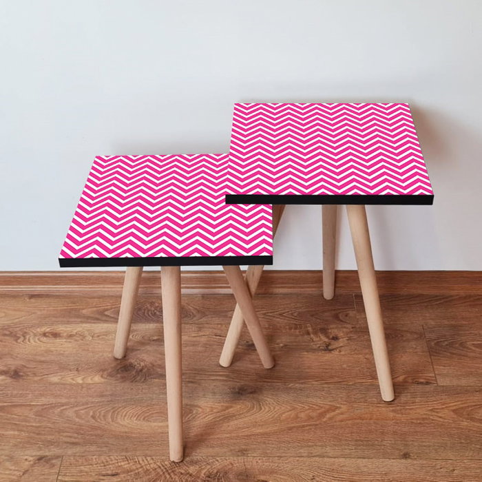 Hanah Home Juego de Mesas Nido de 2 Piezas Fucsia y Blanco Hanah Home Juego de Mesas Nido de 2 Piezas Fucsia y Blanco